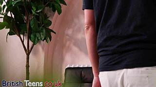 Skinny British redhead intensely fucked, swallows cum in uniform