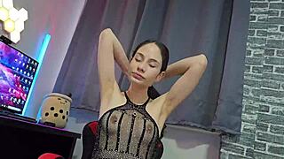 Beautiful girl in sexy lingerie fucks her lover secretly