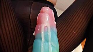 hey babe, wanna see my hairy pussy up close with this bad dragon dildo?