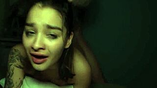 in the bedroom, brunette’s legs shake from a monster cock orgasm