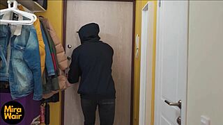 Hey, did this thief just bang the landlady? Shocking ass action with a stranger caught red-handed!