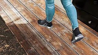 oh wow! check this slutty coed's wild kitchen titty action!