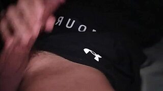 Hot Guy Jerks Big Black Cock in Tight Gym Clothes with Loud Moaning