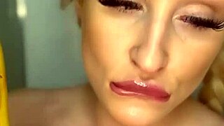 Horny College Girl Teases with Banana in Hand