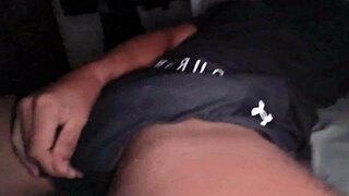 Hot Guy Jerks Big Black Cock in Tight Gym Clothes with Loud Moaning