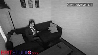 At the party, sexy student in costume gets FUCKED HARD and covered in a massive load.