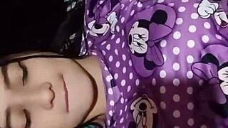 Horny Latina neighbor catches white guy jerking off next door!