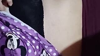 Horny Latina neighbor catches white guy jerking off next door!