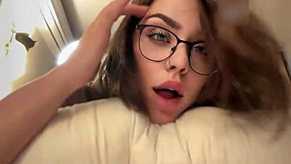 Russian Brunette in Glasses Shows Big Ass for Homemade Facial