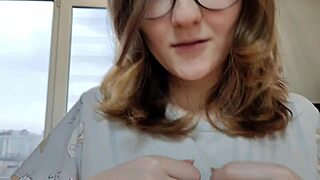 A young 18+ student sneaks sex with a courier while parents are out, ending with cum on her face.