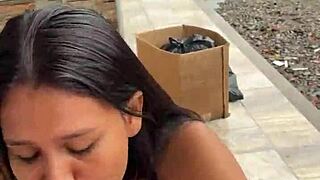 Cute Housewife Sucks in Public for Just 30 Dollars