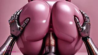 Pink robot bouncing on your cock to cum inside?