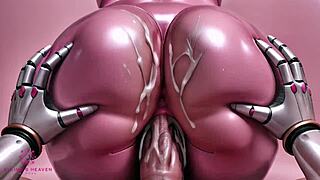 Pink robot bouncing on your cock to cum inside?