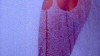 College tanned gorgeous girl showers in bikini