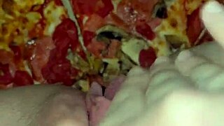 Pizza Female Masturbation Cum On Food