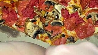 Pizza Female Masturbation Cum On Food