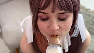 Delicious reward for cute cosplay girl in diaper! 😍