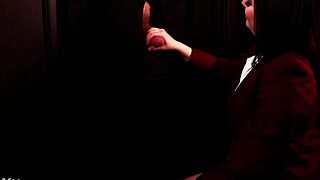 student sucks cock at the gloryhole in homemade lingerie