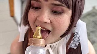 Delicious reward for cute cosplay girl in diaper! 😍