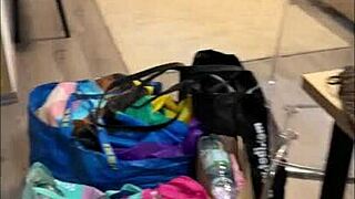 cute petite blonde college girl gives handjob painting balls for easter