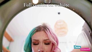 Fresh & Innocent Petite 18+ Babe Trapped in Washing Machine Scene