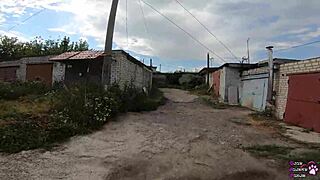 Yo, horny student sneaks blowjob behind garages, so hot! 😜