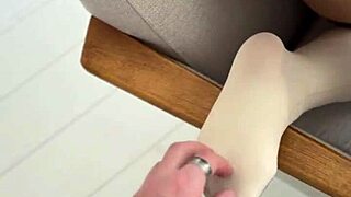 cute petite 18+ babe asks, 'play with my feet in socks?'