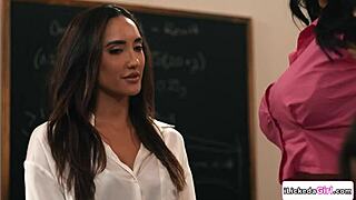 Damn! Lesbian Teacher in Wild Threesome with Student and Stepmom