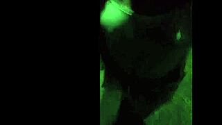 showing boobs in public while walking with muscular cougar?