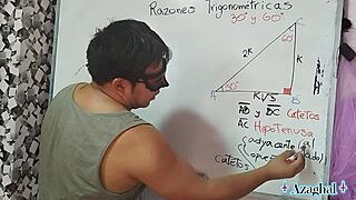 Nerdy Asian student exclaims, '15 sexual math at 30 degrees trigonometry!'