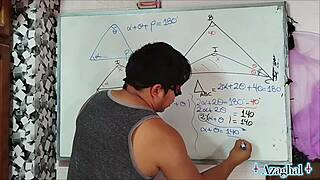 Asian nerd student learns sexual math from teacher in bedroom