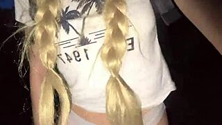 I’m lost in the jungle, groping my pink pussy and natural tits in public.