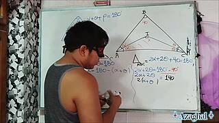 Asian nerd student learns sexual math from teacher in bedroom