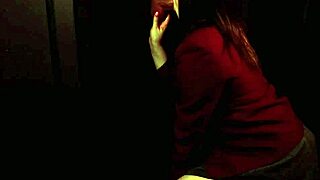 student sucks cock at gloryhole, first time orgasm with cum covered stockings