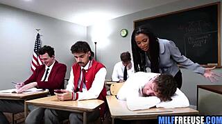 ebony teacher gets used like a toy in group sex