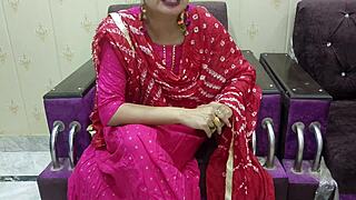 Beautiful Indian Teacher Tutors Young Student at Home