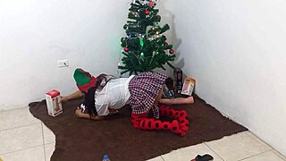 mature student receives her christmas presents she masturbates her clitoris with a dildo with spotlights what a nice slut real homemade porn of an old student