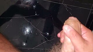 Ansima moans spitting on his big cock in slow intense jerk with lots of cum to drink 😏