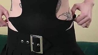 Kit Summers in Little Black Bodysuit and Gothic Miniskirt for Casting