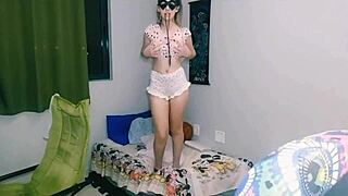 Naughty skinny teen plays with her body 😏