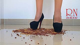 cornflakes destroyed by high heels boots
