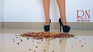 cornflakes destroyed by high heels boots