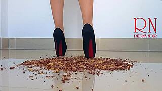 cornflakes destroyed by high heels boots
