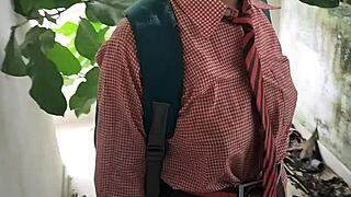 Indian Desi College School Girl Calls Boyfriend for Help Alone in Classroom