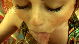 Tiny Teen Gives Amazing Blowjob On Sofa