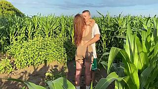 Hard Roughly Fucked A Hot Cute Multiorgasmic Babe In Public On A Corn Field