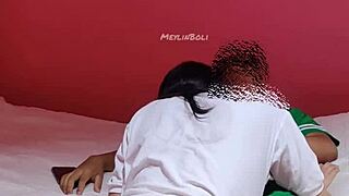 Eighteen-year-old virgin schoolgirl fucked by classmate at home in uniform