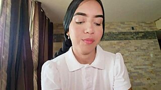 Stepsister shows student uniform and gets fucked by daddy