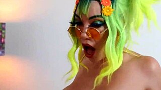 duo fucks tight pussy and huge tits in cosplay