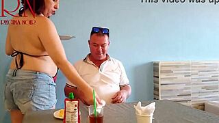 Naked Waitress Restaurant Guest Eats From The Waitresss Navel C2teaser